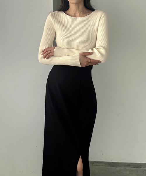 「Louere」 長袖ニット SMALL グレイッシュベージュ レディース_画像6