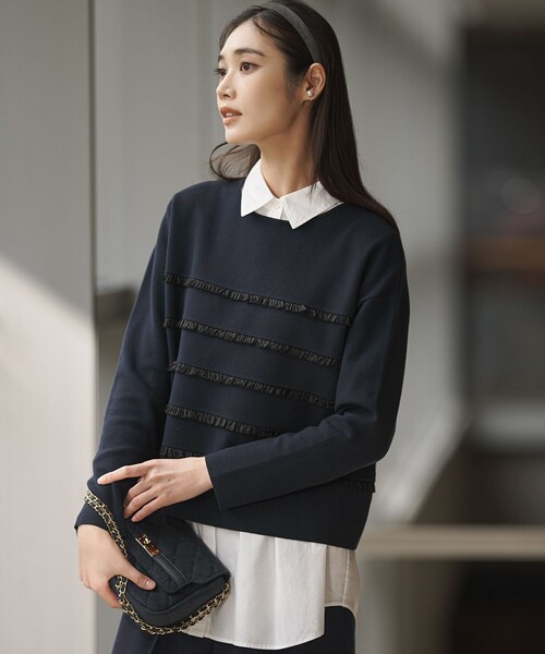 ニット セーター フリルボーダー レディース : ZOZOTOWN Yahoo!店