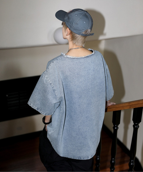 「neos」 半袖シャツ X-LARGE サックスブルー メンズ_画像5