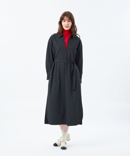 美品☆マッキントッシュフィロソフィー 洗える ウール スキッパーワンピース 濃紺 MACKINTOSH PHILOSOPHY（マッキントッシュフィロソフィー） ワンピース