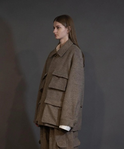 ミリタリージャケット モッズコート 「my beautiful landlet」 ALPACA SHAGGY COVERALL JACKETの画像