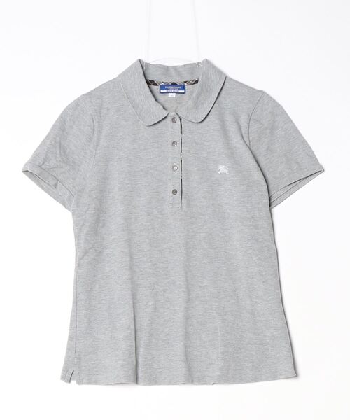 美品✨BURBERRY バーバリー　レディース半袖ポロシャツ　グレー　1 BURBERRY BLUE LABEL（バーバリーブルーレーベル） ワンポイント半袖