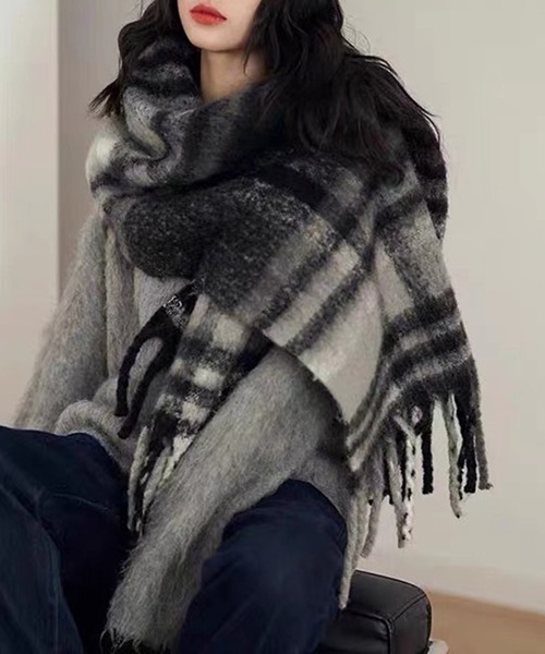 lulufa マフラー ストール カラー チェック アソートビッグストール