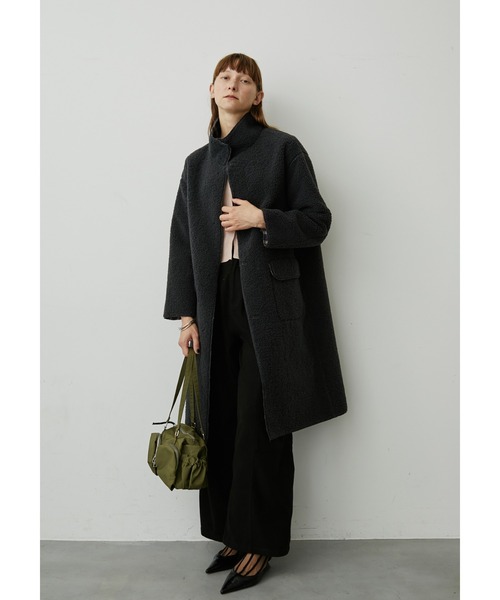 uyu. コート チェスターコート リバーシブルボアチェックロングコート