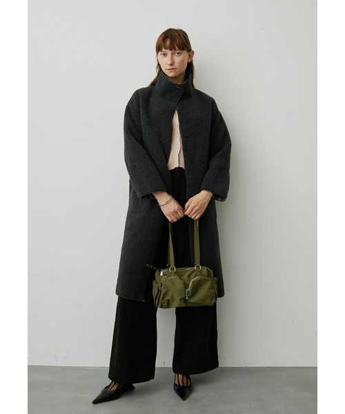 uyu. コート チェスターコート リバーシブルボアチェックロングコート