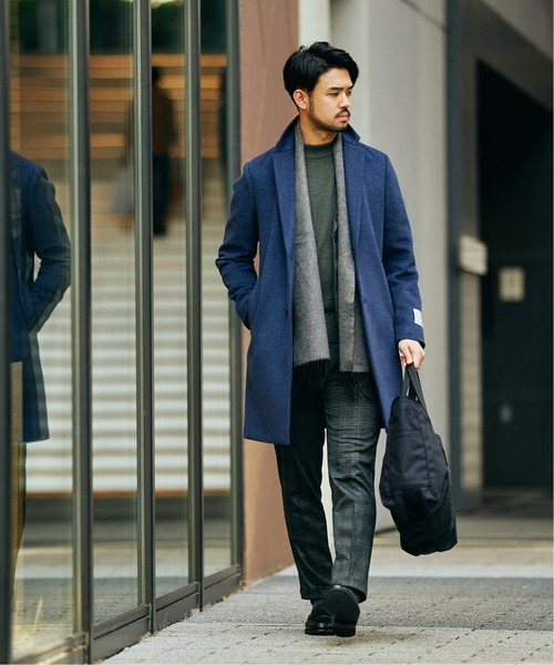 メンズ EDIFICE チェスターコート ネイビー Sサイズ 美品 EDIFICE（エディフィス） チェスターコート MEDIUM ブラウン メンズ