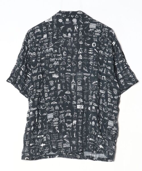 Fucking Awesome 総柄 メッシュ 半袖シャツ XL FUCKING AWESOME（ファッキング オーサム） 花柄半袖シャツ L ネイビー