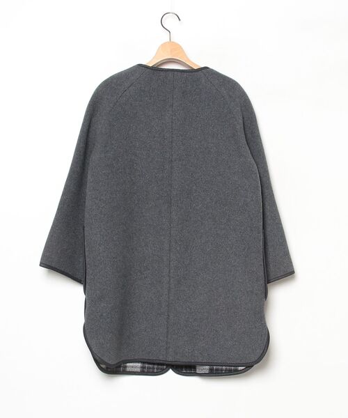 美品✨LONDON TRADITION ノーカラーコート グレー チェック 英国製レディースノーカラーコート[LONDON TRADITION/ロンドン