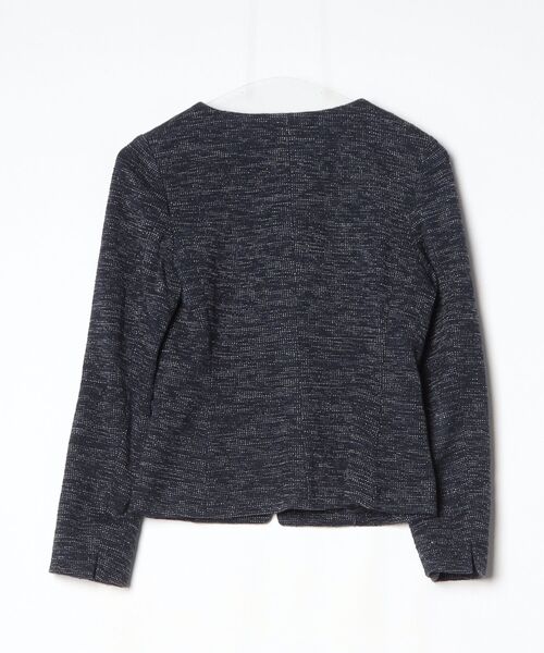 「INDIVI」 ノーカラージャケット 34 ネイビー レディース_画像2