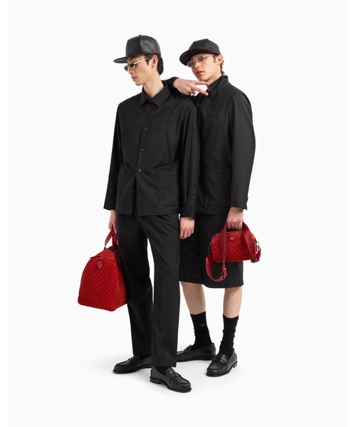 スラックス 「エンポリオ アルマーニ」タック入りオーバーサイズパンツ スーパーライトウール メンズの画像