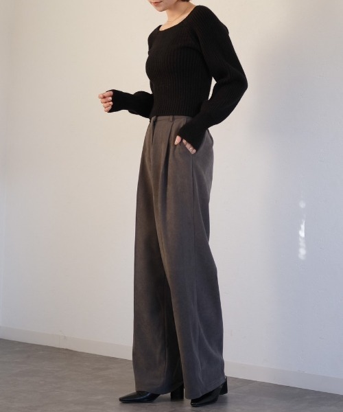 「Reurie'」 スラックス S カーキ レディース_画像3