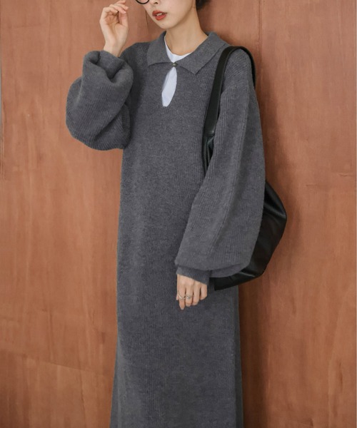 ワンピース 襟付きリブニットワンピース : ZOZOTOWN Yahoo!店 - 通販