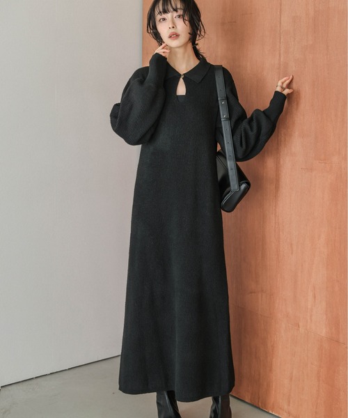 ワンピース 襟付きリブニットワンピース : ZOZOTOWN Yahoo!店 - 通販
