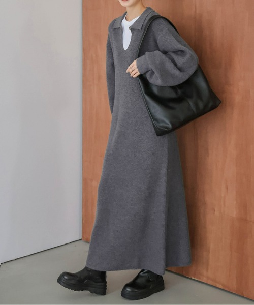ワンピース 襟付きリブニットワンピース : ZOZOTOWN Yahoo!店 - 通販