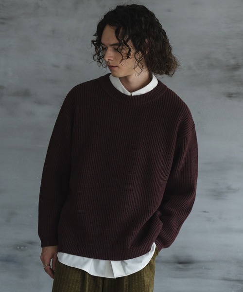 「Casper John」 長袖ニット MEDIUM グレー メンズ_画像4