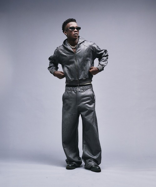ANDER HUNK ワイドパンツ スウェットパンツ ジャージ Leather Like