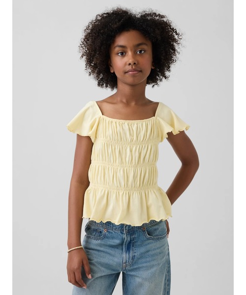 GAP（ギャップ） tシャツ スモッキングギャザー フラッタースリーブ 【GAP】【XLARGE】【NIKE】【babydoll】夏服キッズ