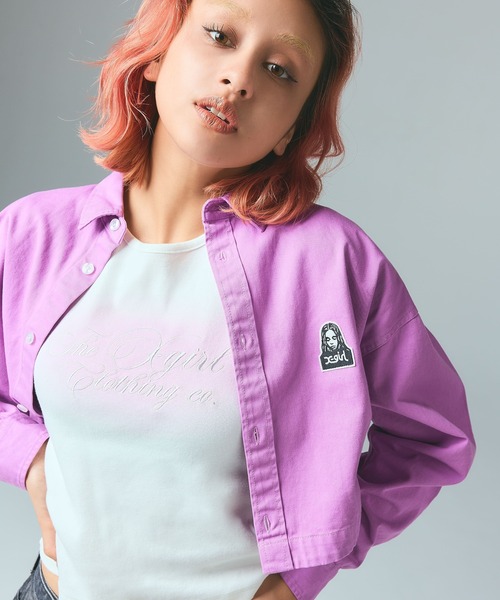 ♡専用ページ♡ X-girl（エックスガール） ブラウス シャツ FACE PATCH 2WAY LENGTH L