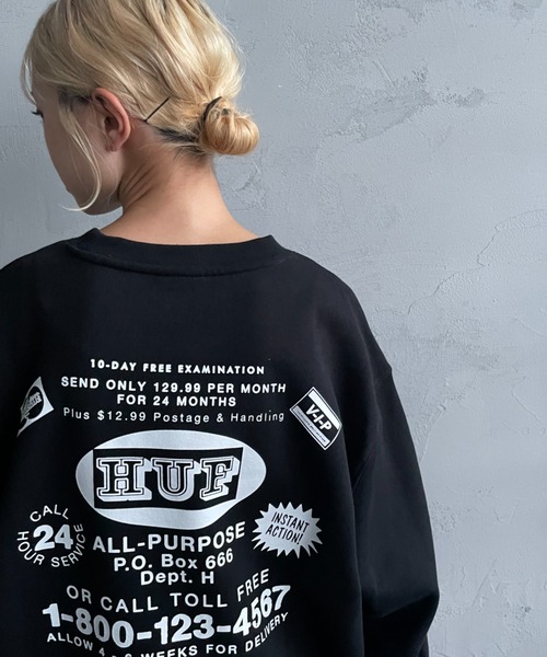 HUF（ハフ） スウェットカットソー M ブラック レディース : ZOZOTOWN 