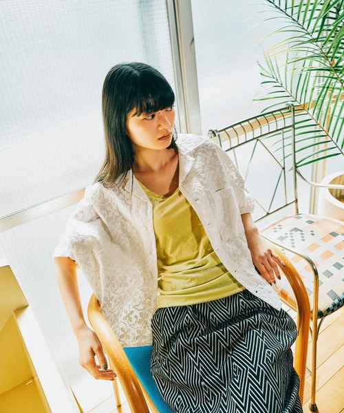 ブラウス シャツ 「MODE NORM CORE」 エンブロオープンカラーシャツ レディースの画像