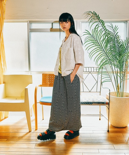ブラウス シャツ 「MODE NORM CORE」 エンブロオープンカラーシャツ レディースの画像