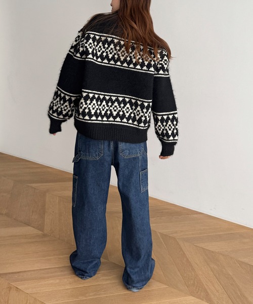 「CANAL JEAN」 「El mar」ニットカーディガン ONE SIZE ブラック レディースの画像