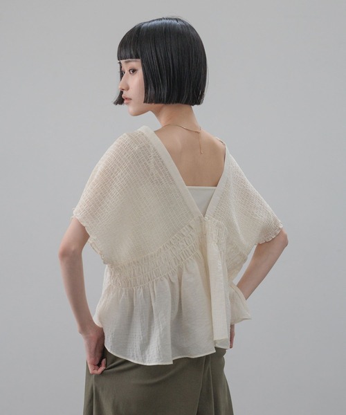 ブラウス シャツ ヨウリュウシャーリングショートフレンチスリーブ 661674 レディースの画像