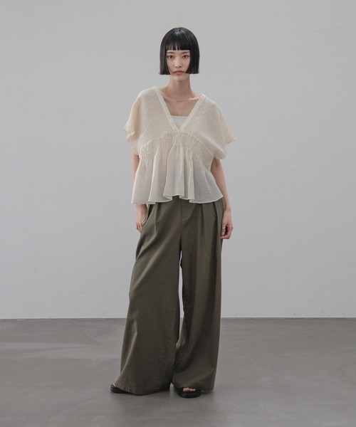 ブラウス シャツ ヨウリュウシャーリングショートフレンチスリーブ 661674 レディースの画像