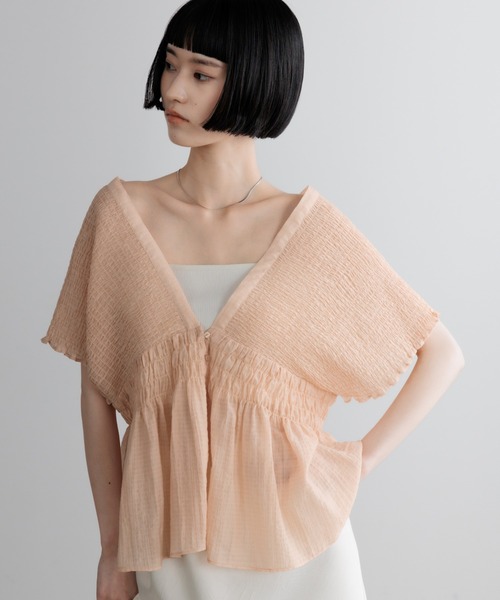 ブラウス シャツ ヨウリュウシャーリングショートフレンチスリーブ 661674 レディースの画像