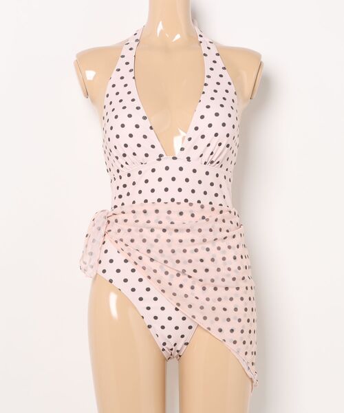 SNIDEL ドット柄 ♡ワンピース水着 水着 ドット柄 ホルダーネック ヘッドドレス付きワンピース水着