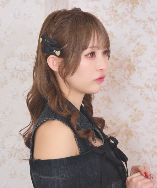 莉  ヘアピン2点 LAFARY（ラファリー） ヘアピン ハートロゴチェックヘアピン