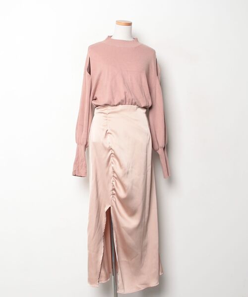 【期間限定】EIMY ISTOIRE eimy down dress ピンク S EIMY ISTOIRE（エイミーイストワール） ドッキングワンピース MEDIUM