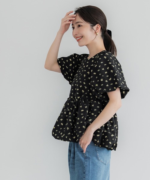 「coca(coca)」 半袖ブラウス M ブラック レディース_画像7