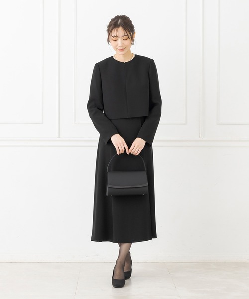 「CARETTE」 ノーカラージャケット 11号 ブラック レディース_画像7