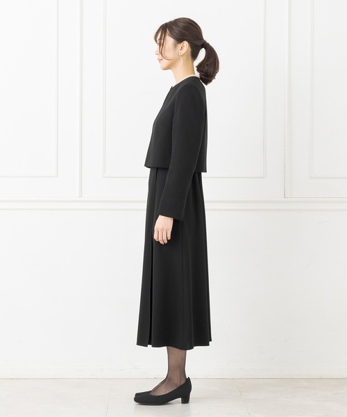 「CARETTE」 ノーカラージャケット 11号 ブラック レディース_画像8