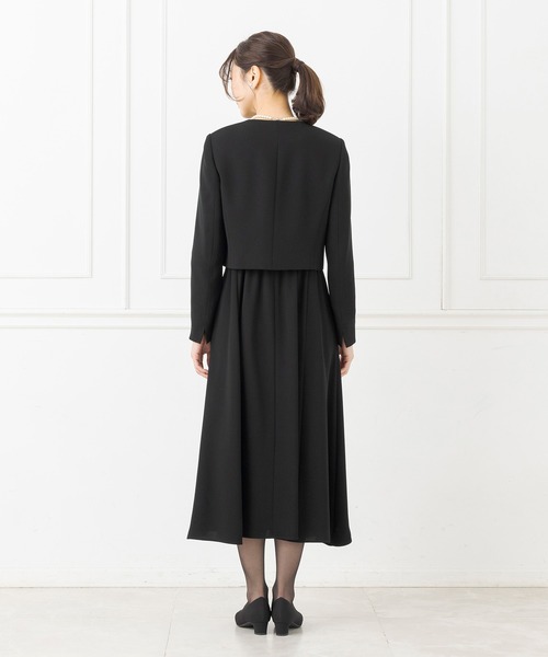 「CARETTE」 ノーカラージャケット 11号 ブラック レディース_画像9