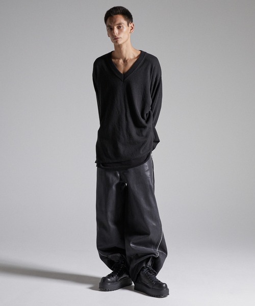GRANCY ワイドパンツ パンツ 「GRANCY」Coated Zip Design Buggy Denim 