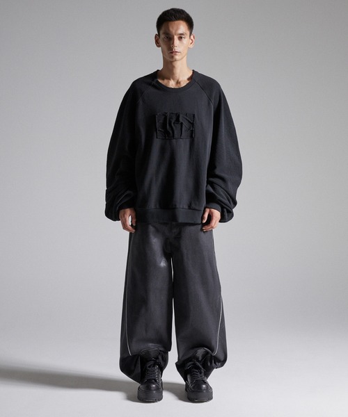 GRANCY ワイドパンツ パンツ 「GRANCY」Coated Zip Design Buggy Denim 