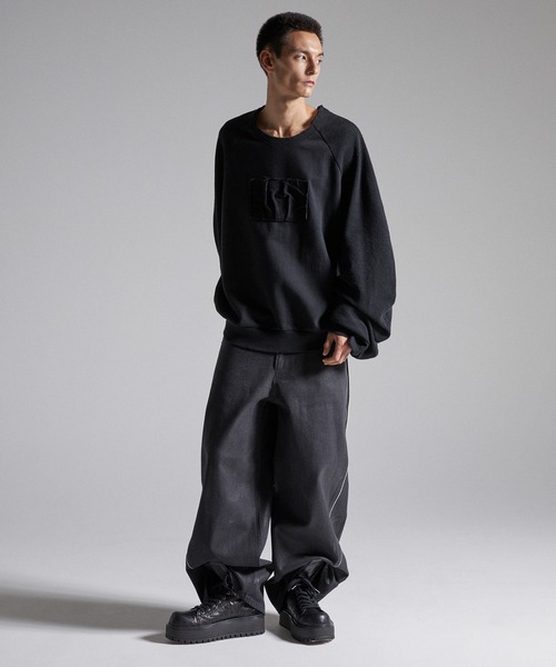 GRANCY ワイドパンツ パンツ 「GRANCY」Coated Zip Design Buggy Denim