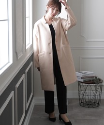 ElegChic ノーカラーコート コート メンズライクノーカラーコート