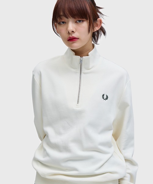 FRED PERRY ストライプベロアシャツ ハーフジップ FRED PERRY（フレッドペリー） ポロシャツ 長袖 メンズ オープン