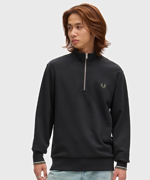 【未使用】FRED PERRY　ハーフジップ　黒 FRED PERRY（フレッドペリー） トレーナー スウェット Half Zip