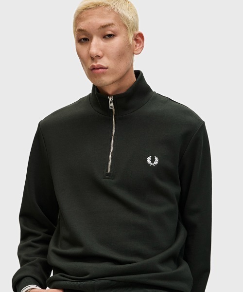 FRED PERRY レディース半袖　ブラック系　ハーフジップ　Mサイズ M3574]FRED PERRY(フレッドペリー)Half Zip Sweatshirt ハーフ