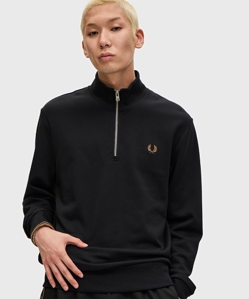 FRED PERRY ハーフジップ トレーナー ブラック FRED PERRY トレーナー スウェット Half Zip Sweatshirt