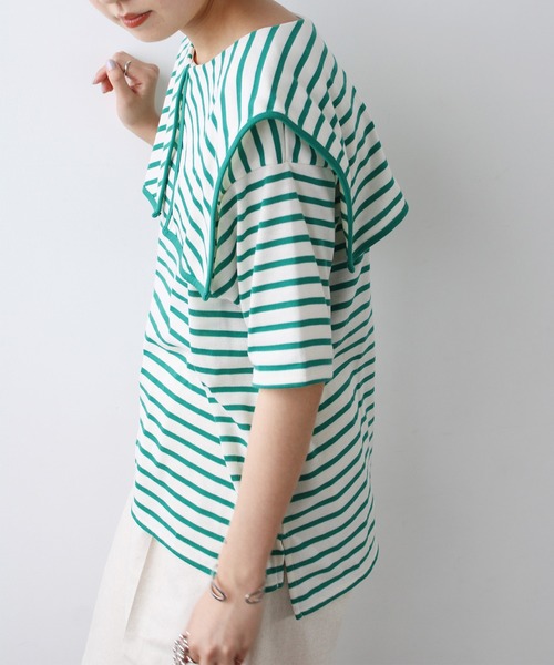 GeeRA（ジーラ） tシャツ セーラーカラーボーダーカットソー