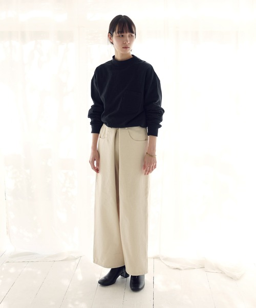 チノパン フロントタック ワイドストレート デニムパンツ