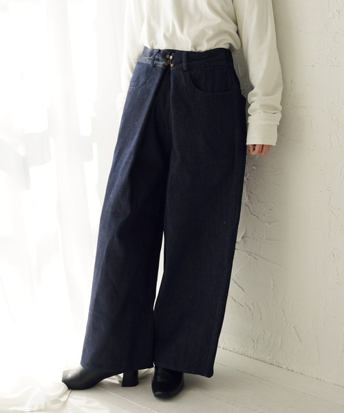 チノパン フロントタック ワイドストレート デニムパンツ ＆ カツラギ