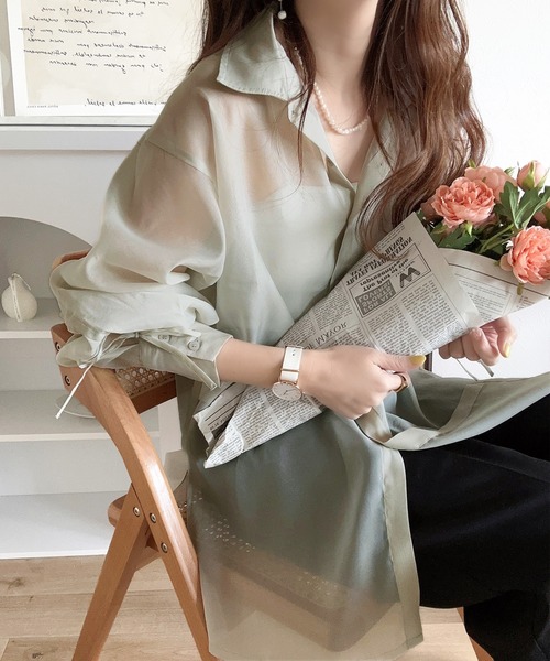 mily bilet ブラウス シャツ 「mily bilet」シアーで女子感際立つ 