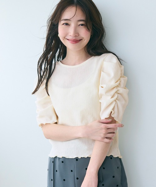 fumikauchida Tシャツ　シャーリングTシャツ　トップス fumikauchida Tシャツ シャーリングTシャツ トップス （ブランド