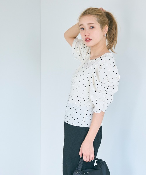 tシャツ シャーリングロゴトップス レディース tシャツ ニットライクカットソーサイドシャーリングワン